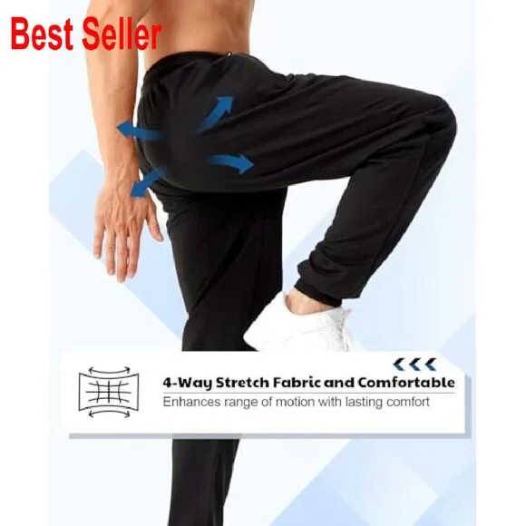 Men's Slim Fit Joggers with Zipper Pockets Athletic Workout Sweatpants